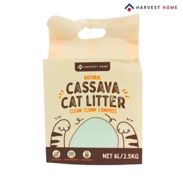 Harvest Home Natural Cassava Cat Litter Clean Clump Compost - 2.5kg - Image 1