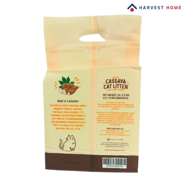 Harvest Home Natural Cassava Cat Litter Clean Clump Compost - 2.5kg - Image 2