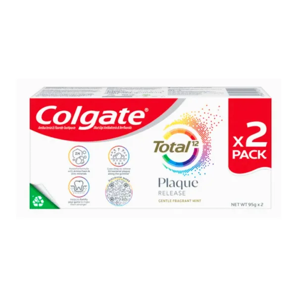 Colgate Total12 Plaque Release Toothpaste - 2x95g Colgate Total12 Plaque Release Toothpaste - 2x95g - Image 1
