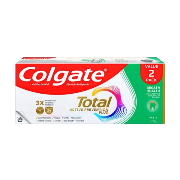Colgate Total Active Prevention Plus Breath Health Toothpaste - 2x150g - Image 1