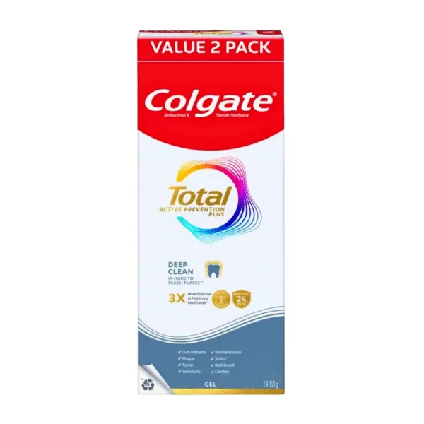 Colgate Total Active Prevention Plus Deep Clean Toothpaste - 2x150g - Image 1
