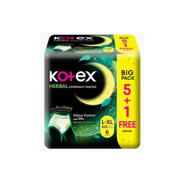 Kotex Herbal Overnight Panties L-XL size Hip 41" -[5+1] 6Pieces - Image 1