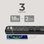 Soundtech Electronic 4Way 3M USB A+C Quick Charger Power Strip With Surge Protection - PS-418C - Image 3
